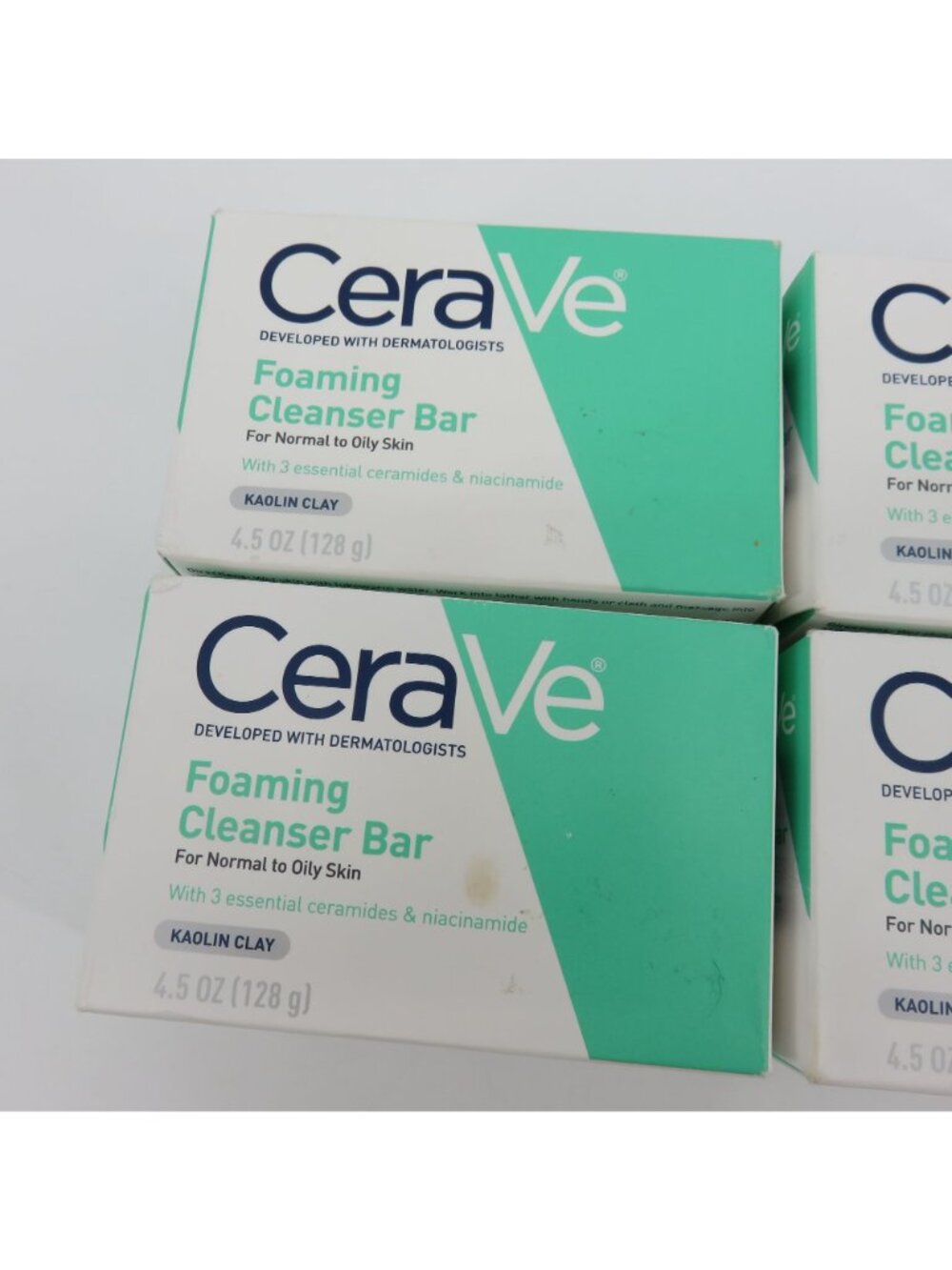 Cerave 4 Pack Foaming Cleanser Bar Normal to Oily Skin 4.5 Oz Kaolin Clay NEW - Picture 2 of 10